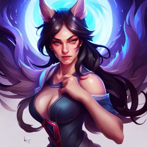 Ahri Portrait in Digital Art Style
