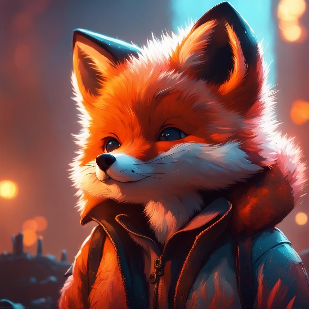 Adorable Baby Fox Portrait in 3D Digital Art