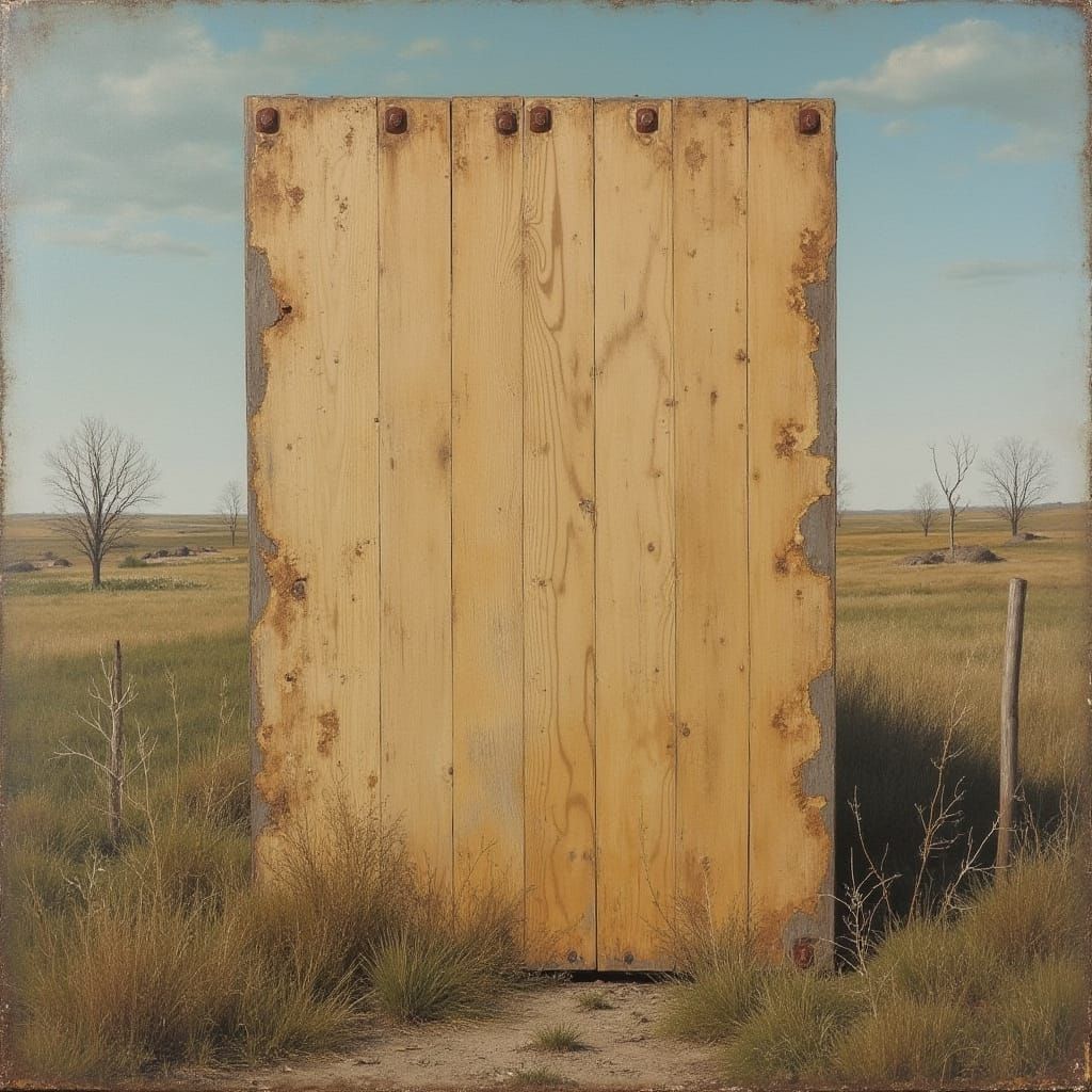 Weathered Plywood in a Rustic Landscape