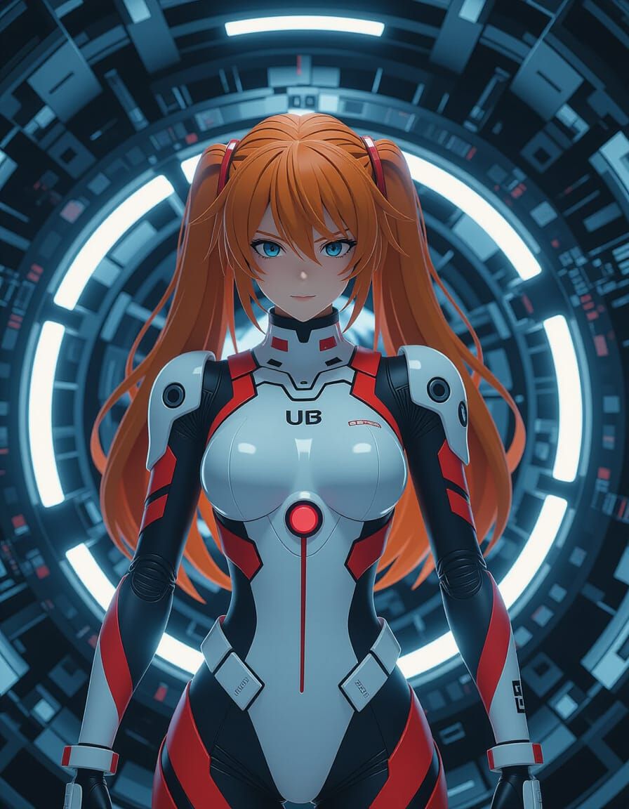 Asuka Langley Soryu Portrait in Detailed Lab Environment