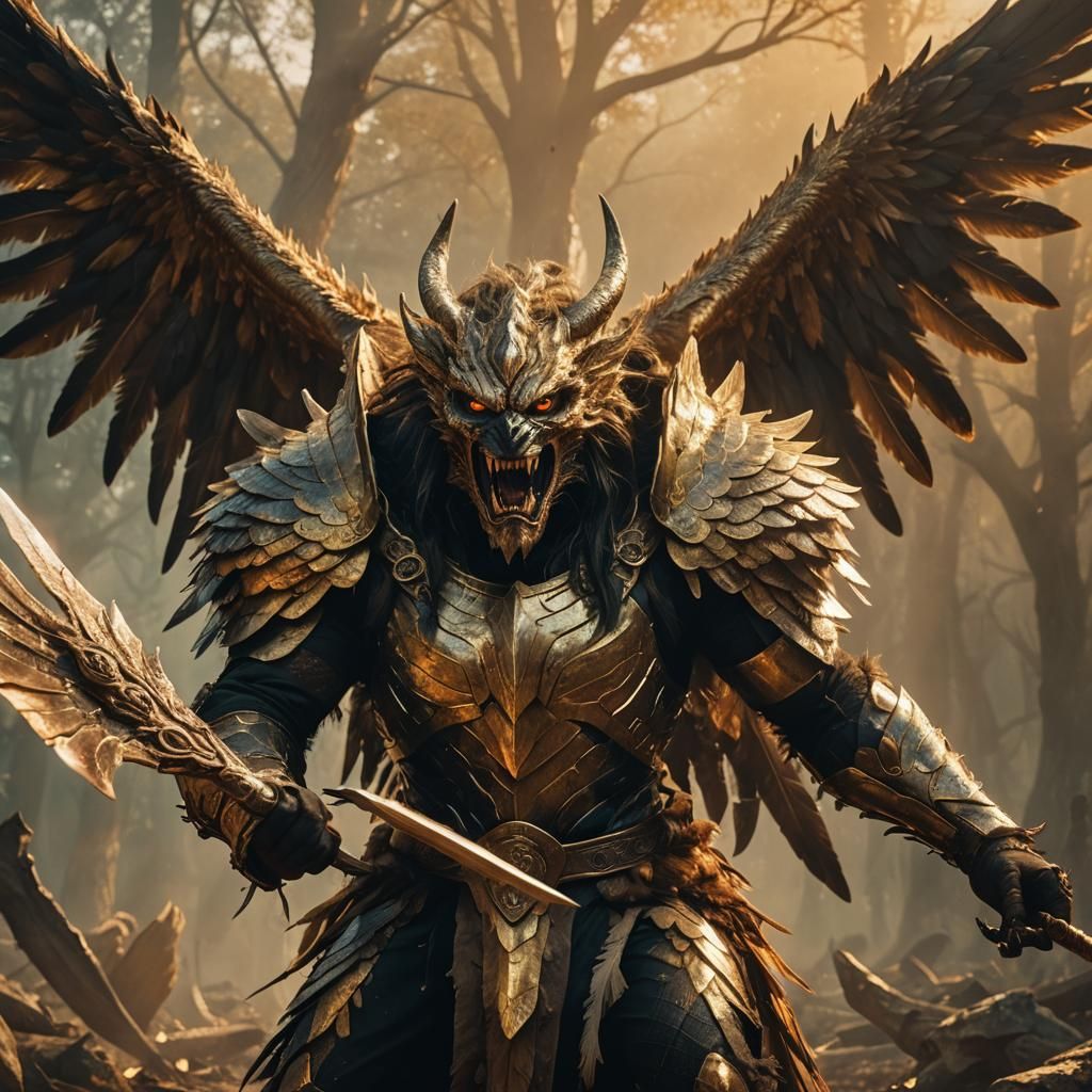 Ethereal Creature Attacks Demi-God: Cinematic Film Still