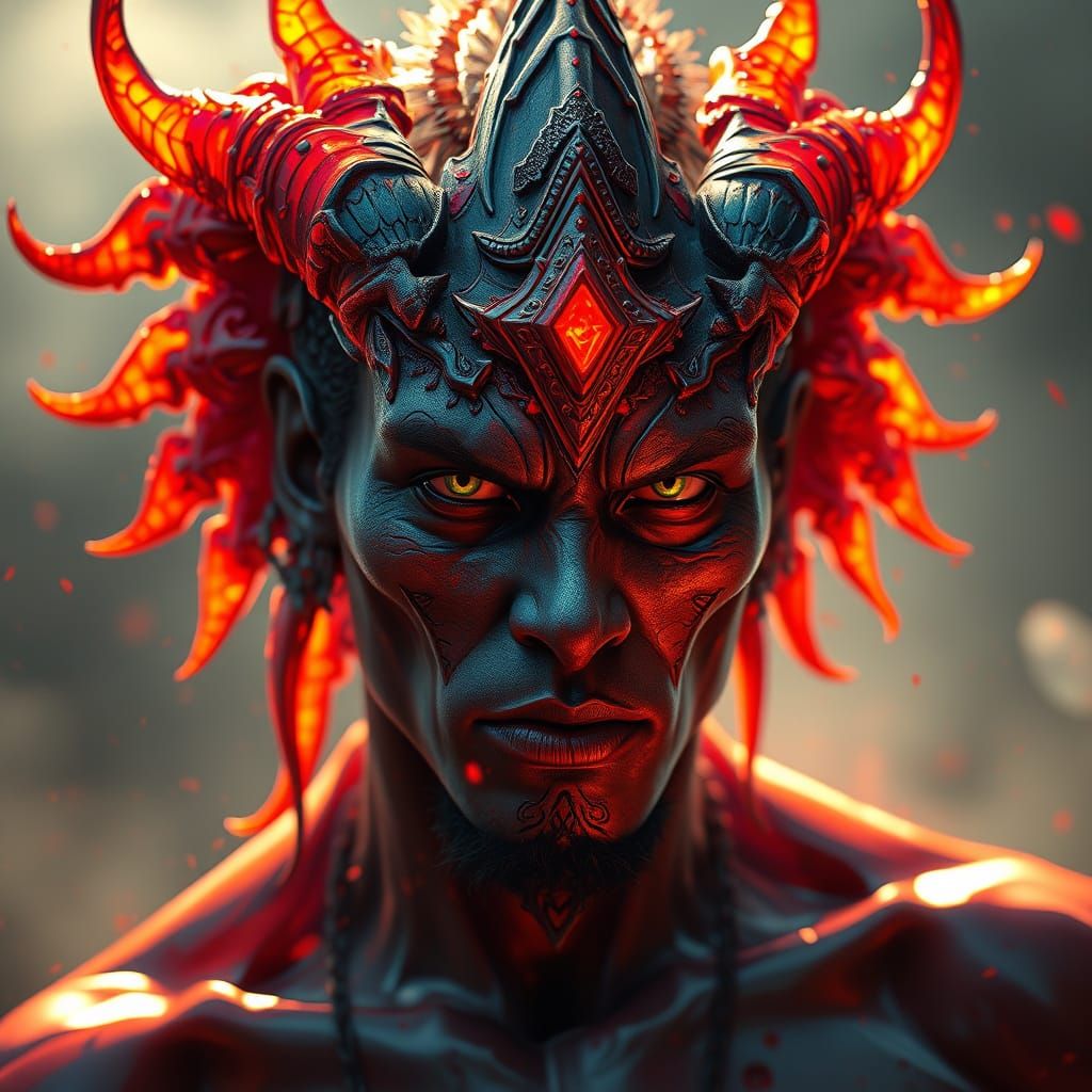 Cyberpunk Inspired Pazuzu Portrait in Triadic Colors