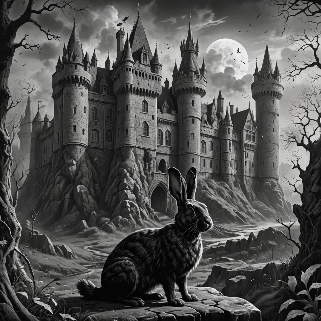 Engraving of Black Rabbit and Cursed Castle
