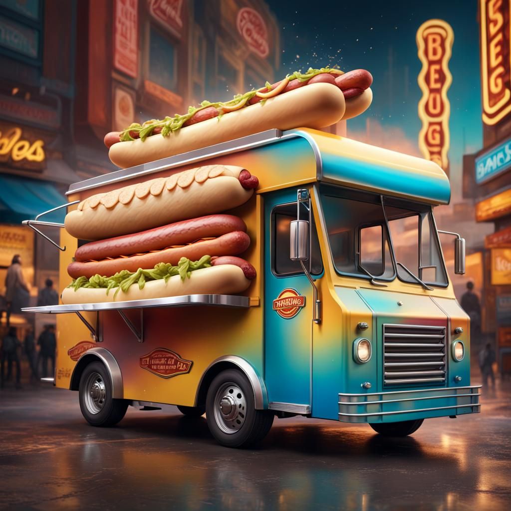 Futuristic Beer and Hotdog Food Truck Concept Art