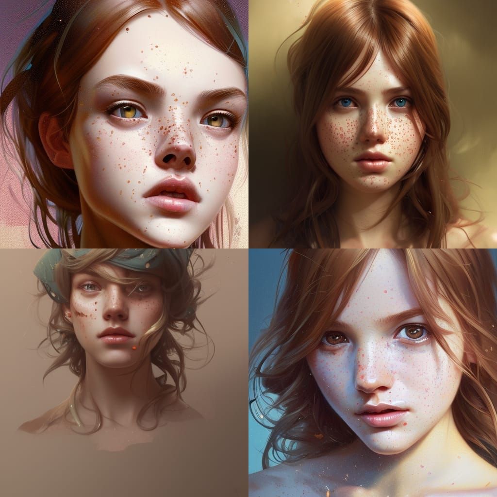 Adorable Freckled Girl Portrait in 3D Cartoon Style