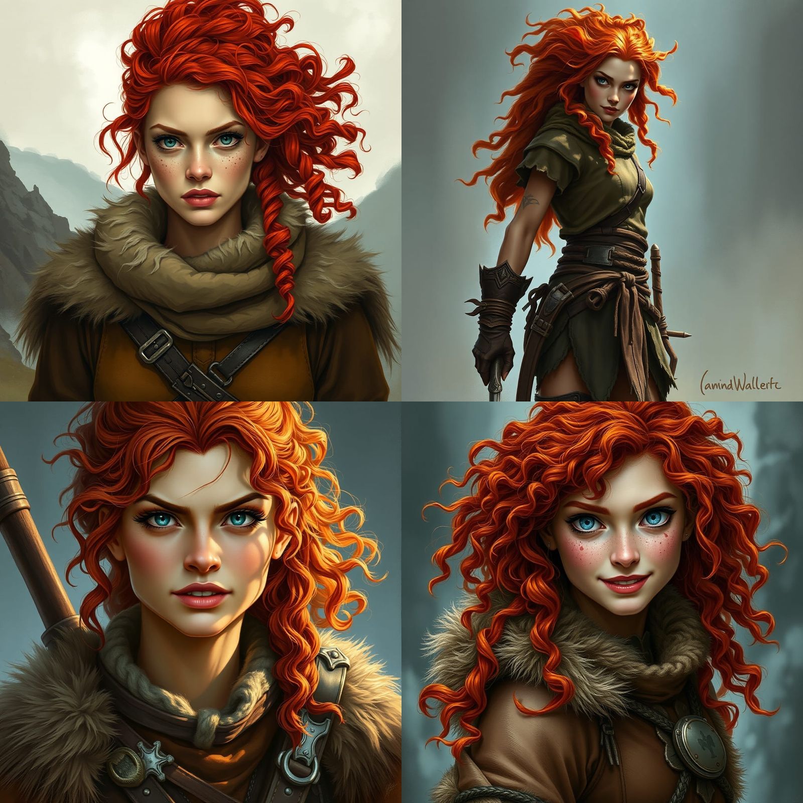 Celtic Fantasy Warrior with Red Hair, Character Art
