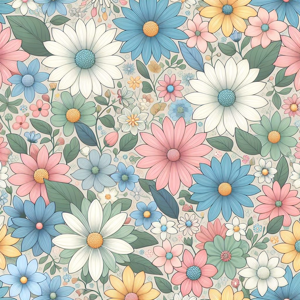 Seamless Floral Pattern in Pastel Colors