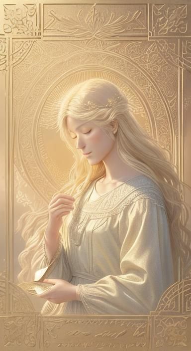 Engraved Card in Heavenly Sunshine, Soft Focus Oil Painting