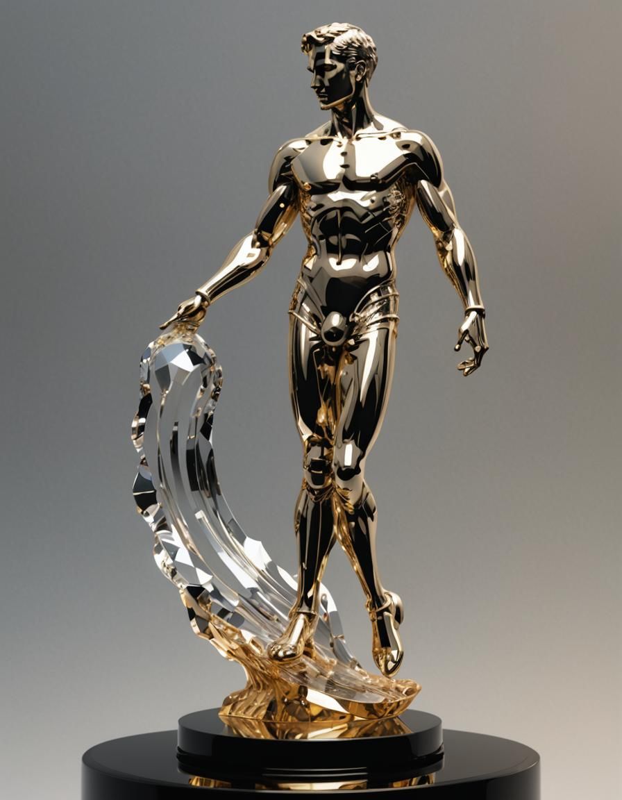 Crystal Mercury Statue with Gold Details