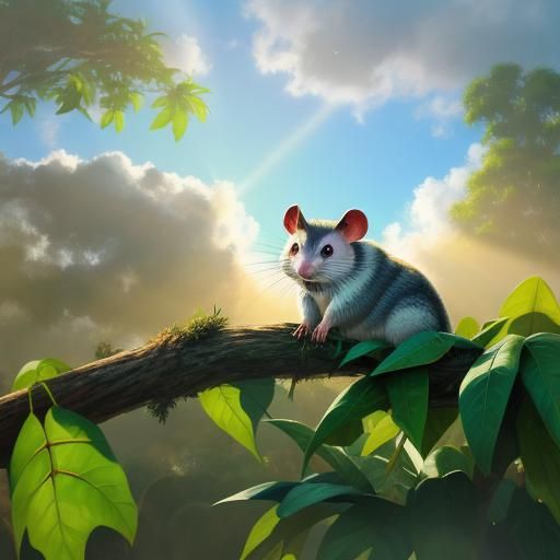 Possum Eating Gum Leaves in Divine Sunshine