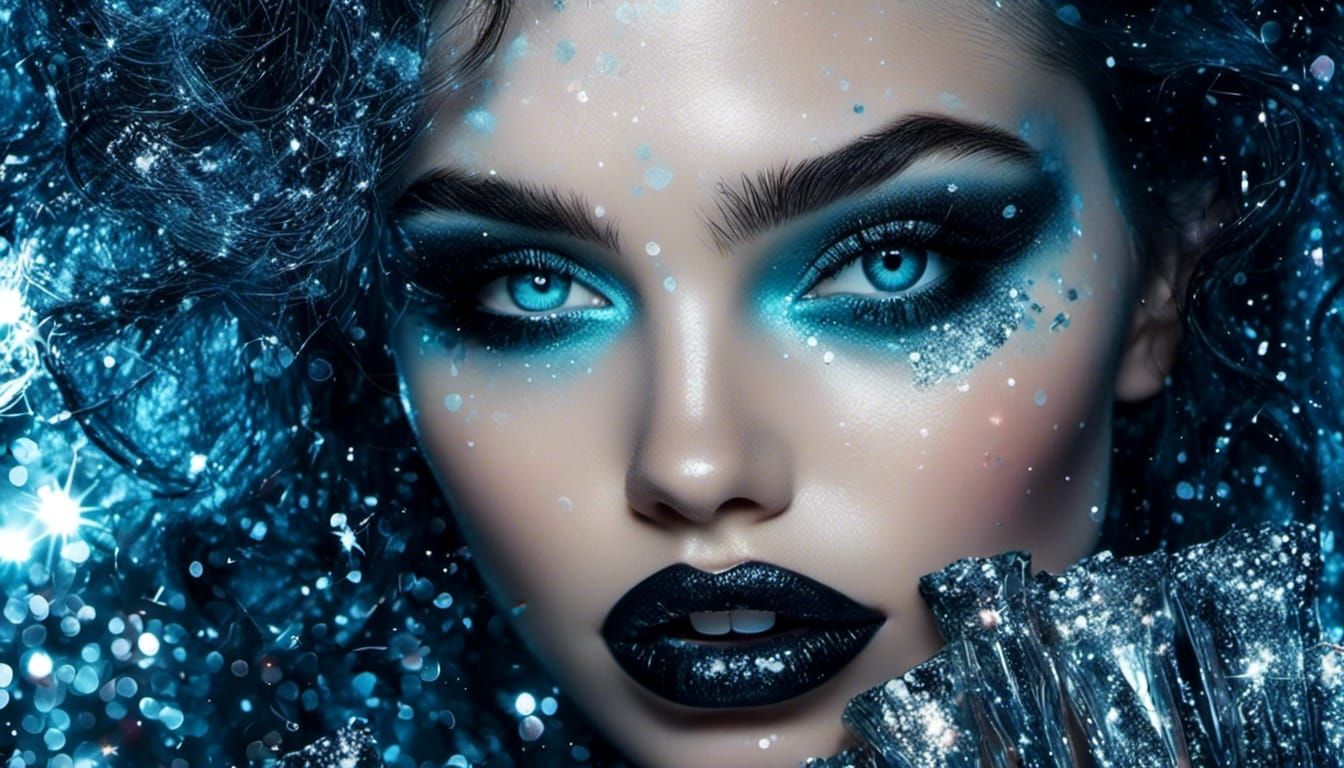 Woman Holding a Rose in Glitch Art Style