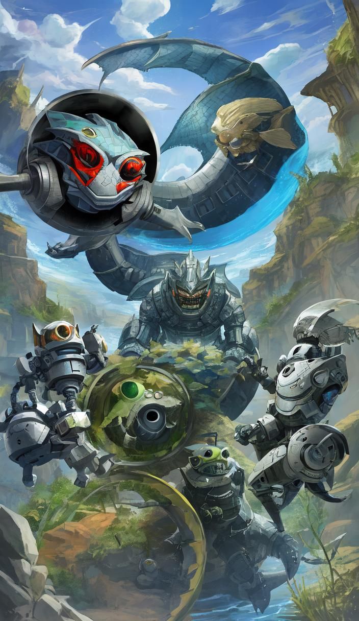 Surreal Anthropomorphic Fish Dragonborn Robot Hybrid