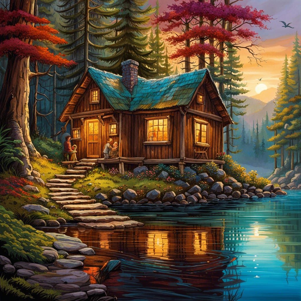 Whimsical Cabin Retreat in Colorful Woods