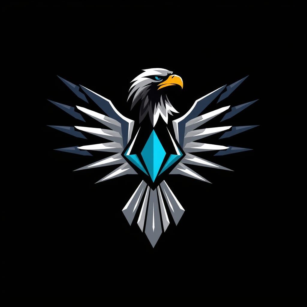 Angular Eagle Emblem in Metallic Futurism Style