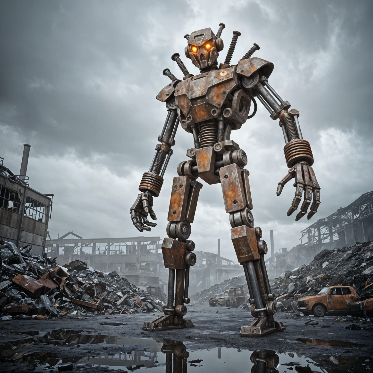 Massive Screw and Nail Robot Sentinel in Scrapyard