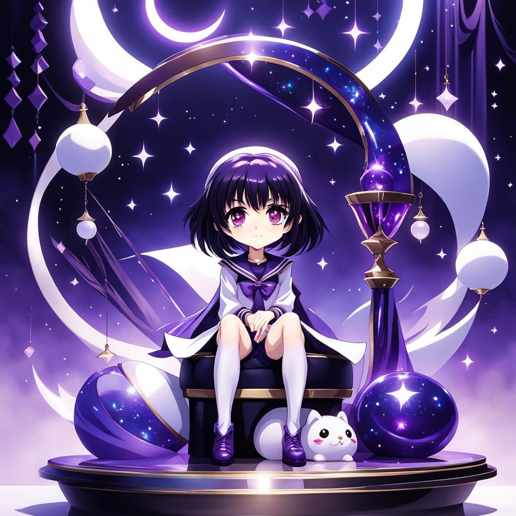 Chibi Sailor Saturn Porcelain Doll in Anime Style