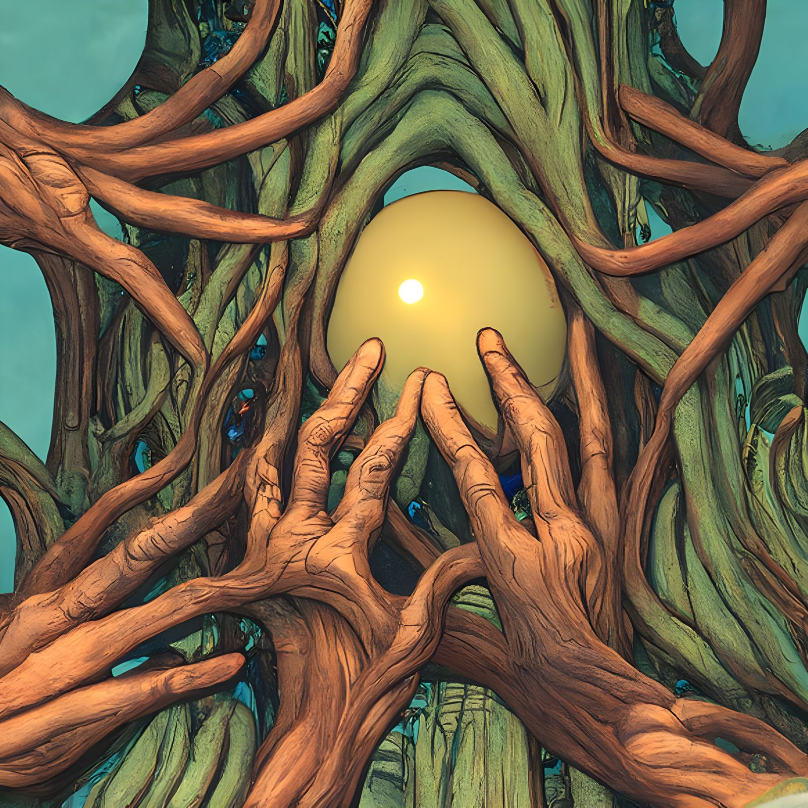 Magical Tree With Orby Egg, Vibrant Digital Painting