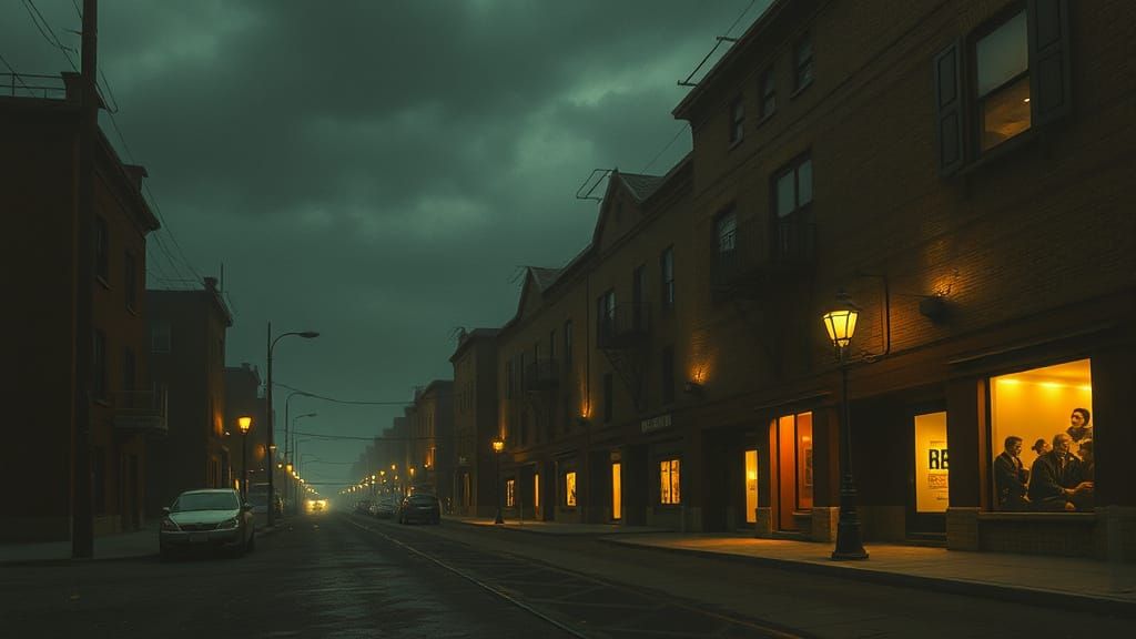 Cyberpunk Cityscape in Dark, Impressionist Hues