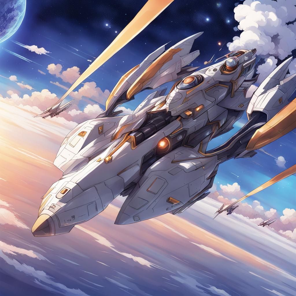 Anime Style Starship in Japanese Manga Art