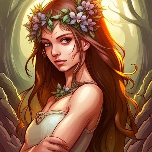 Elegant Fairy Pixie in Enchanted Woodland