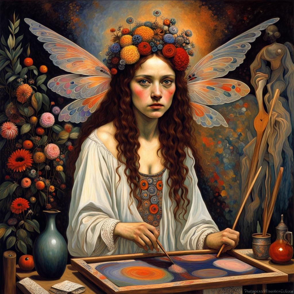 Emo Fairy Warrior: A Bohemian Surrealist Painting
