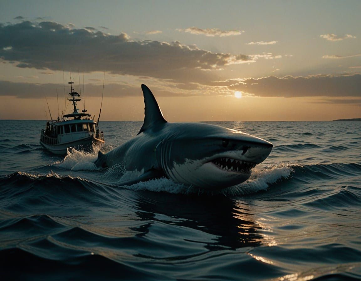 Shark Breaks Surface in Suspenseful Film Still