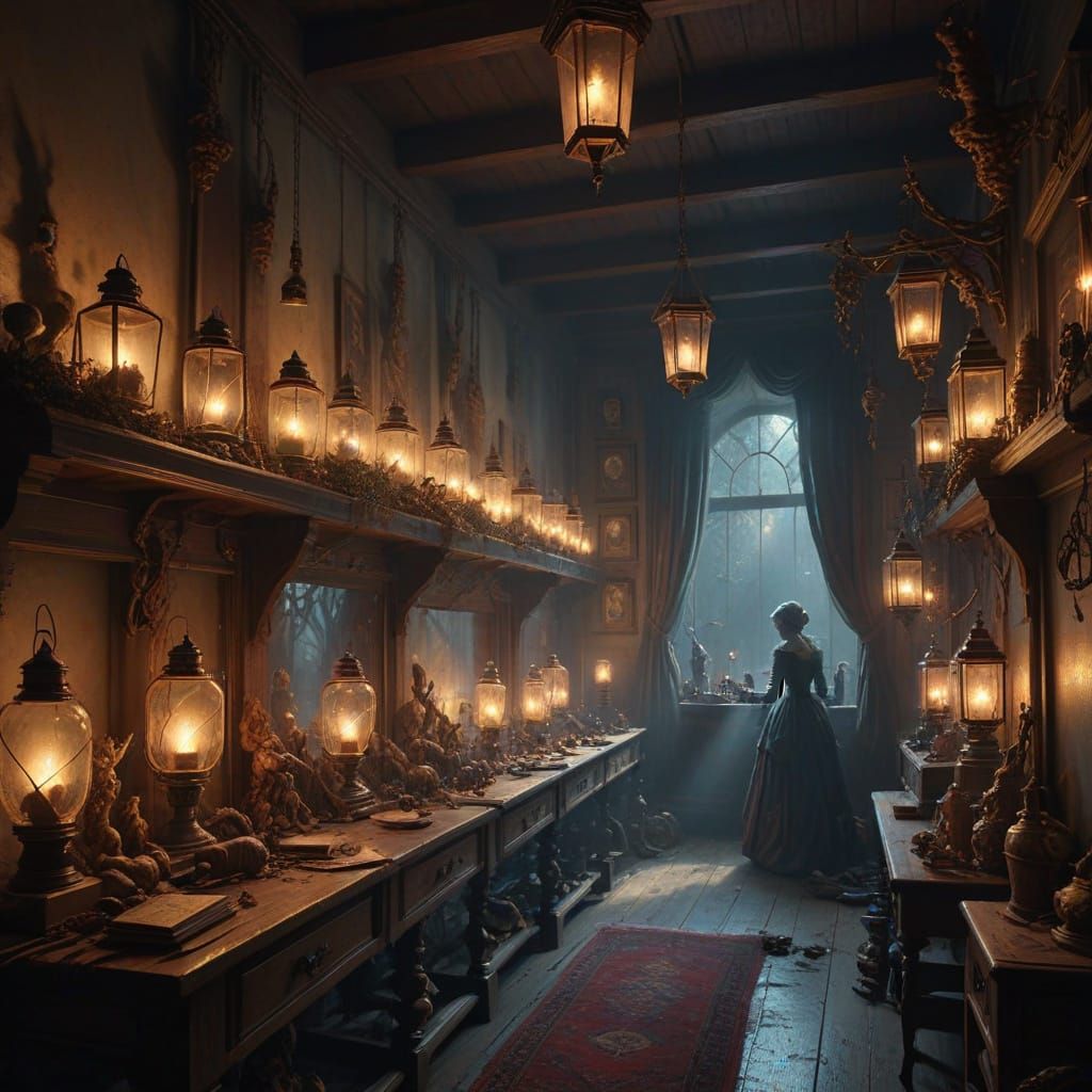 Surreal Atelier Scene in Oil Painting Style