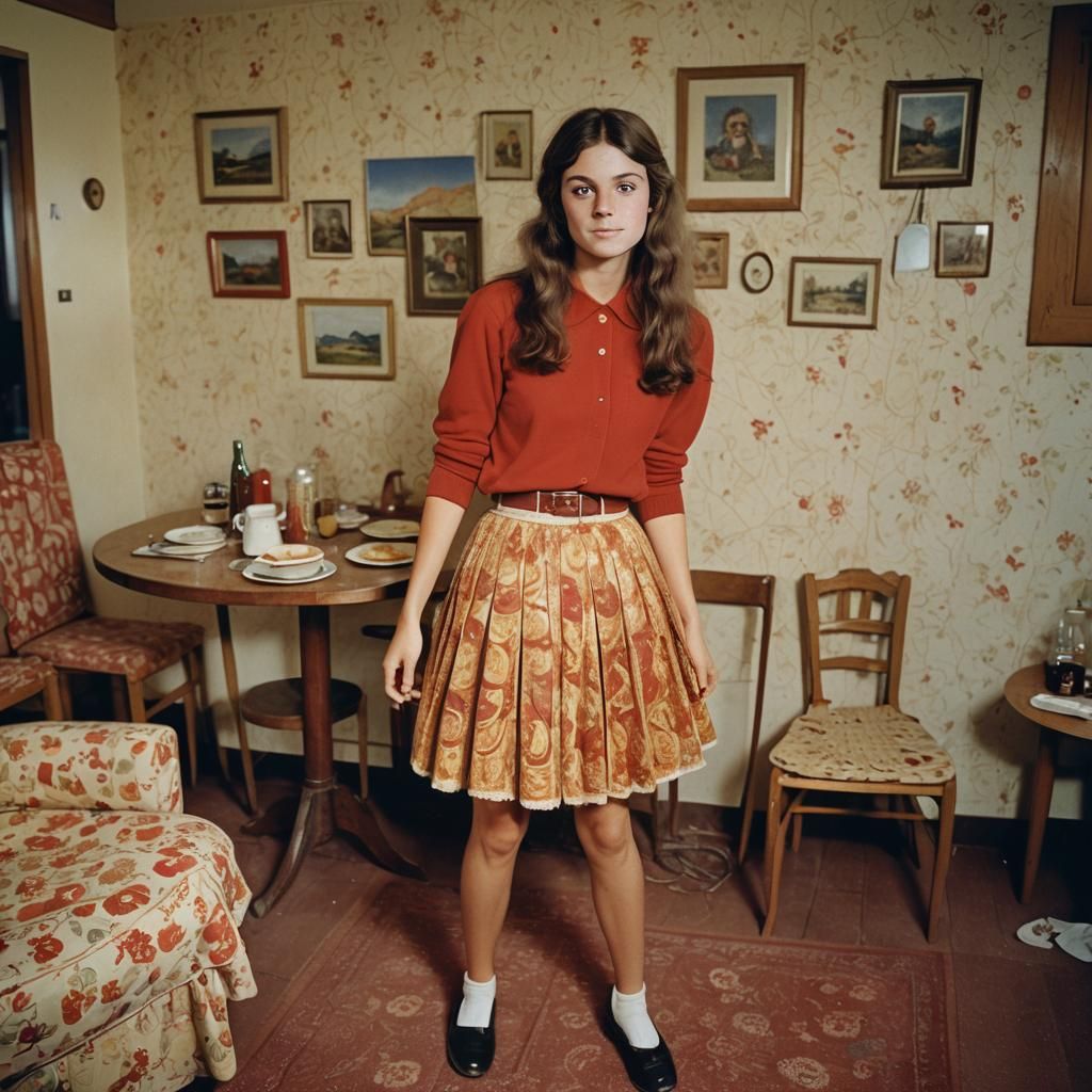 1970s French Girl in Pancake Skirt, Fine Art
