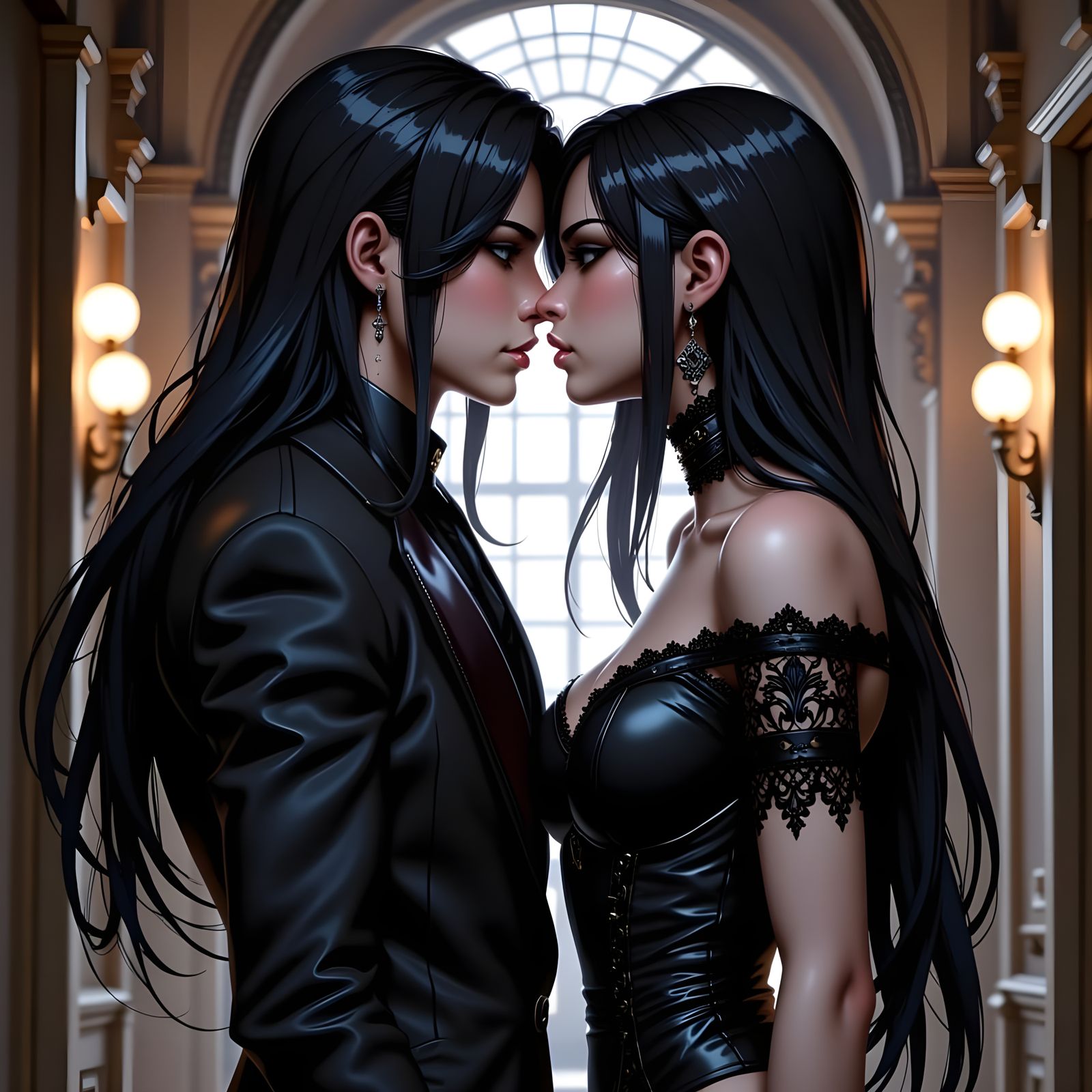 Romantic Anime Scene in Formal Style