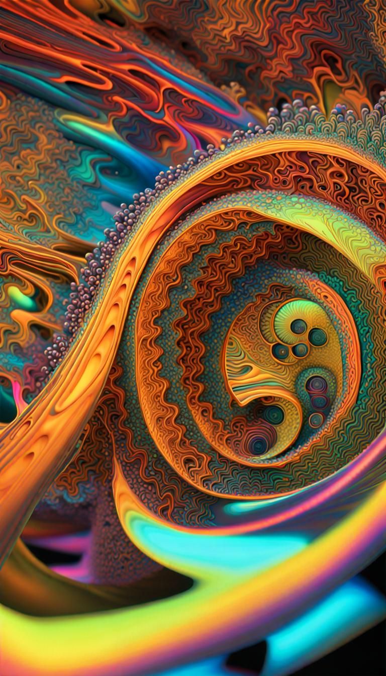 Psychedelic 3D Abstract Art in Neon Colors
