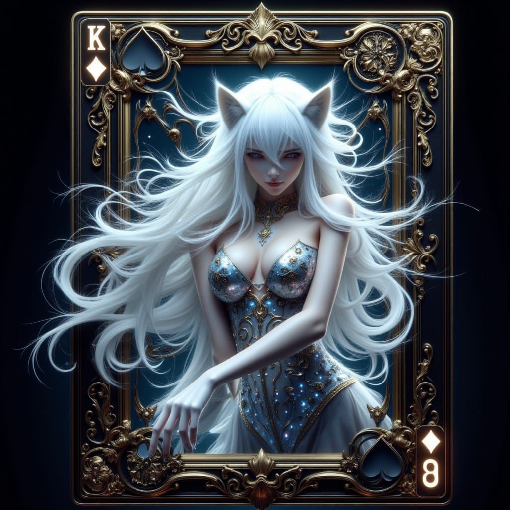 Anime Wolf Girl Breaks Through Holographic Card