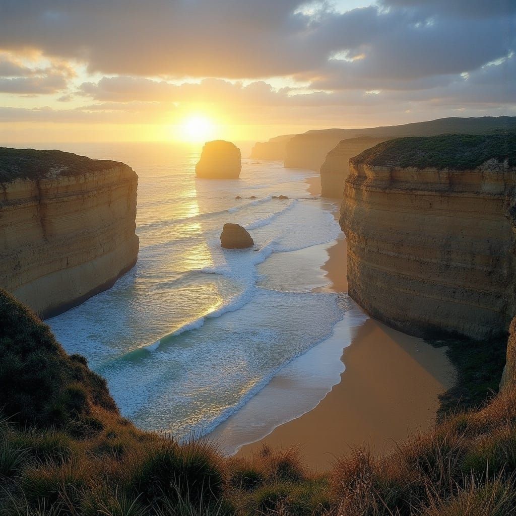 <lora:Archetypal Imagery:1.0> Sunrise in Australia over the 12 apostles