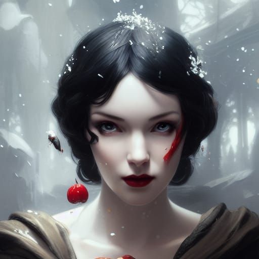 Anime Snow White in Dark Fantasy Style