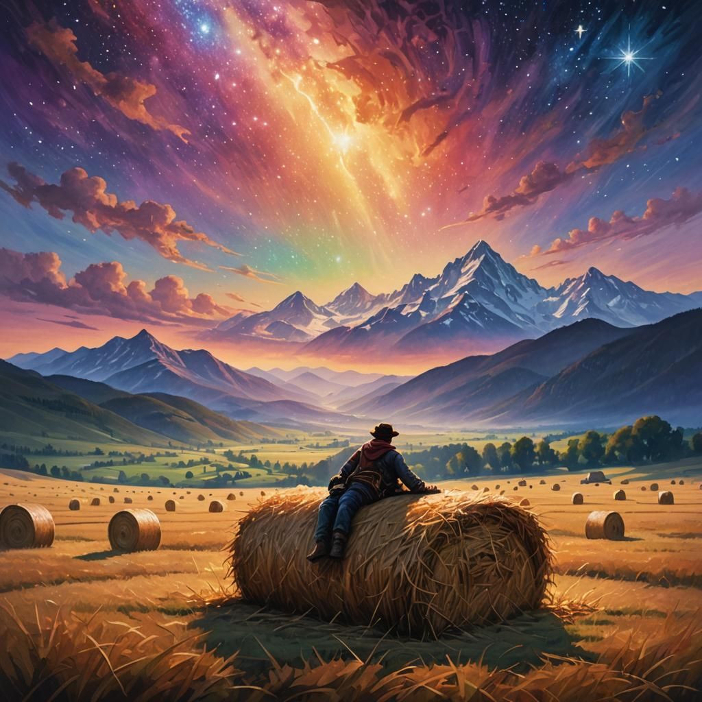 Ethereal Hay Bale Dreams: Cinematic Fantasy Landscape