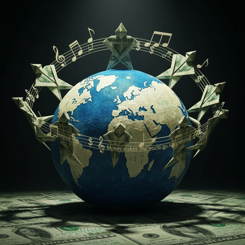 Origami Millionaires Spin Globe in Hyperrealistic Digital Ar...