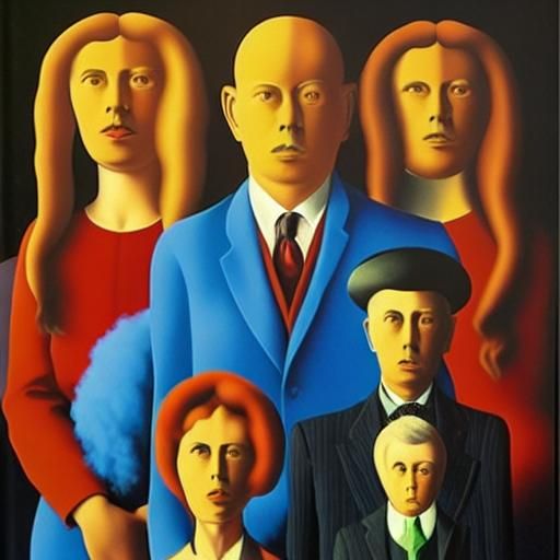 Surreal Composition in Magritte Style