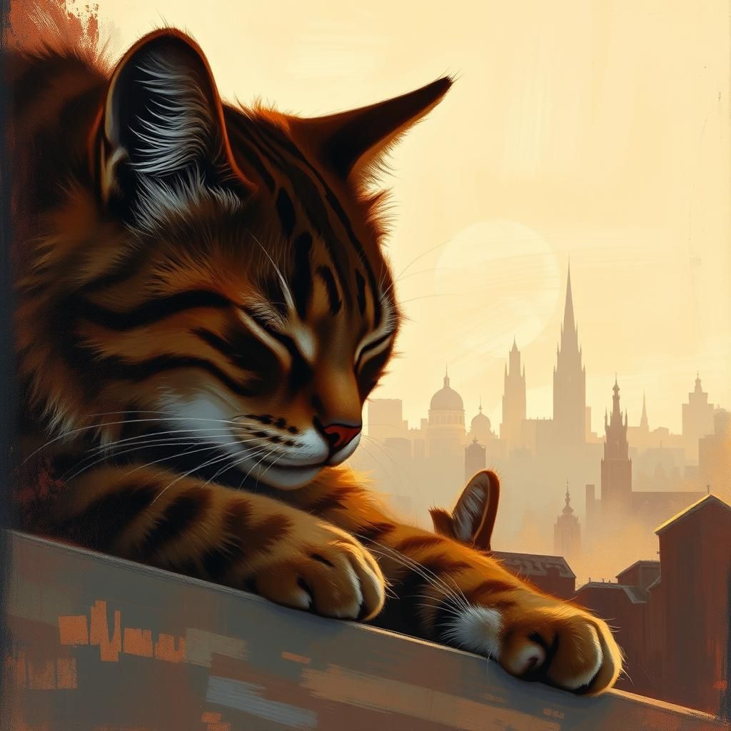 Double Exposure Cat Silhouette Acrylic Poster