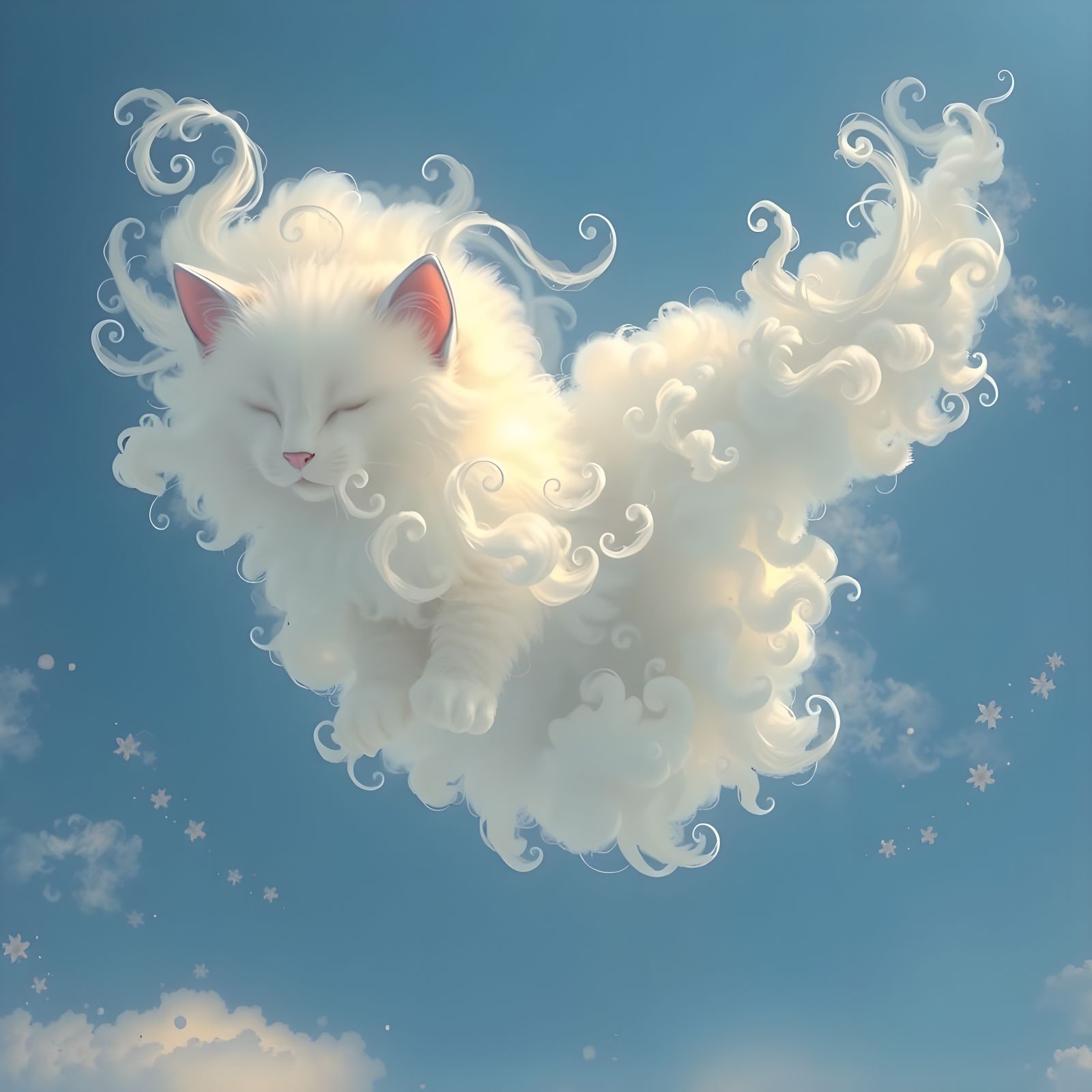 Fluffy Cat Cloud in Luminist Fantasy Style