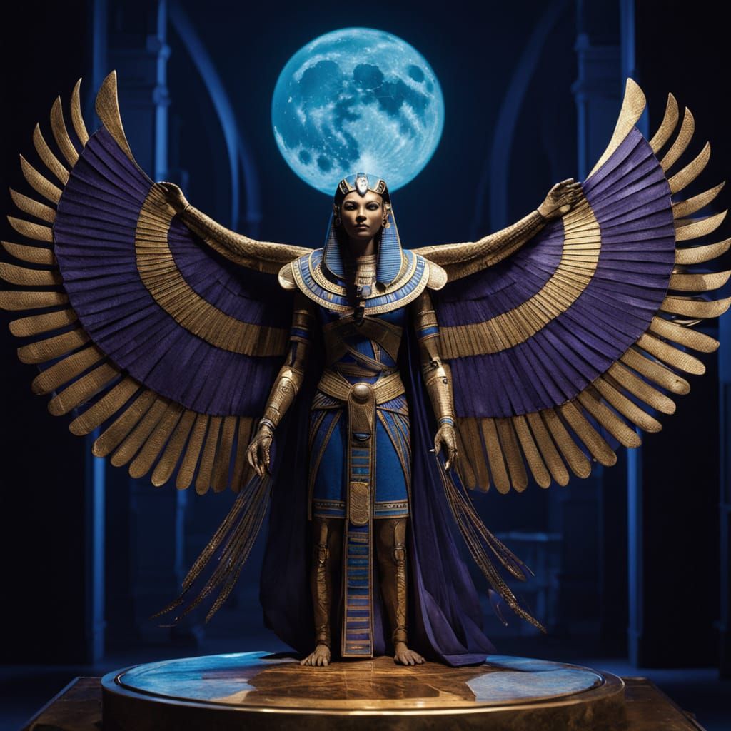 Neo-Egyptian Queen Nefer-Sekhmet Under Purple Moon