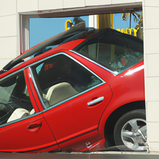 Car crashing through an in n out window
