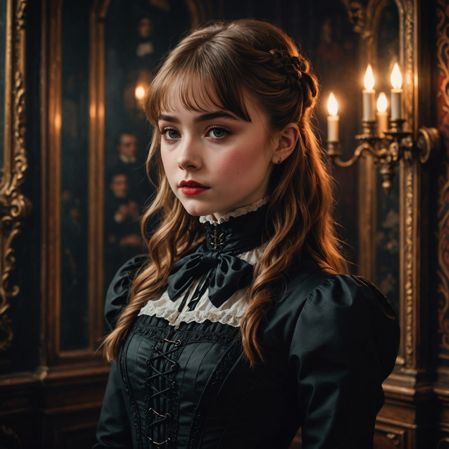 Victorian Era Girl in Cyberpunk Style