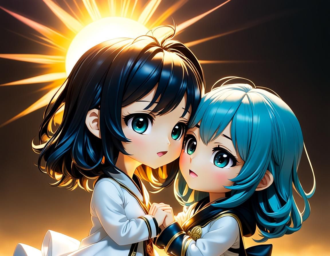 Adorable Bobblehead Girls in Dramatic 3D-Manhwa-Art