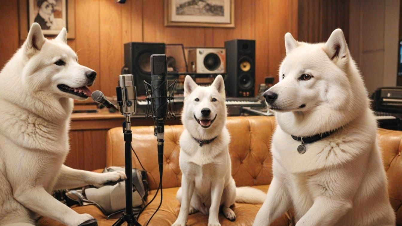 Surreal Husky in a Music Studio Duet