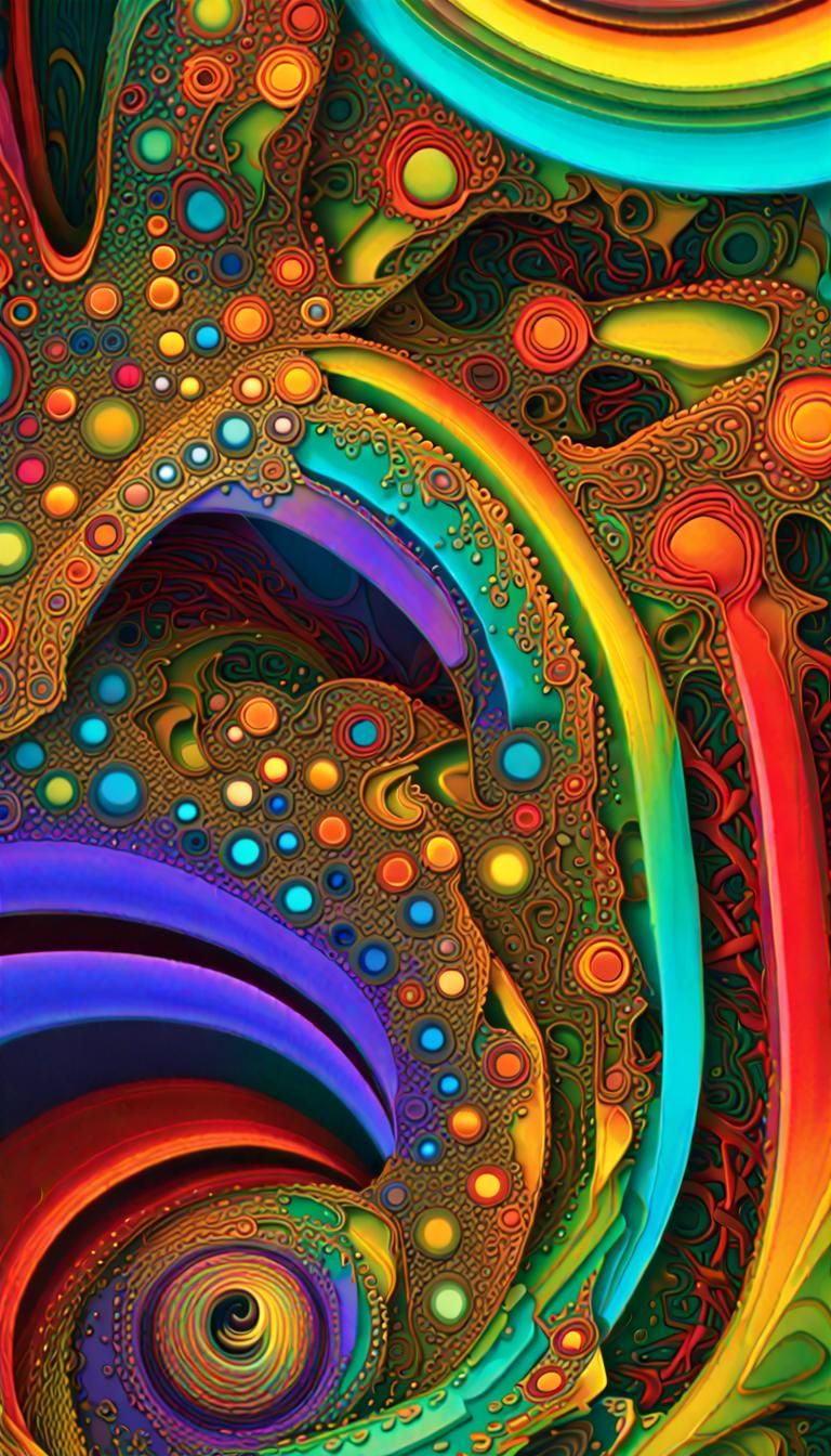 Rainbow Neon Triplets in Psychedelic Fractal Art
