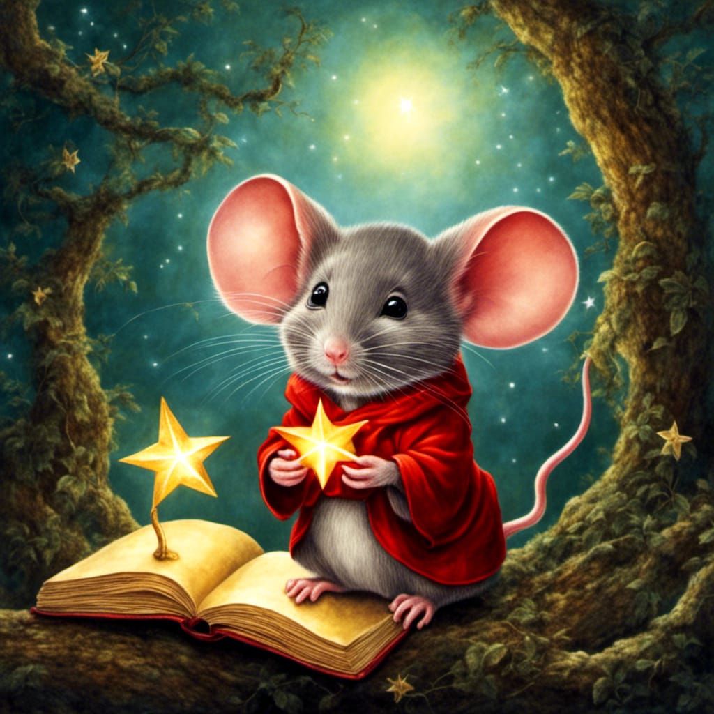 Mouse Wishes on a Star: Storybook Illustration
