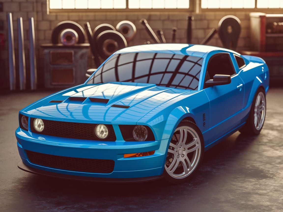 Fictional 2013 American Muscle Car in Garage