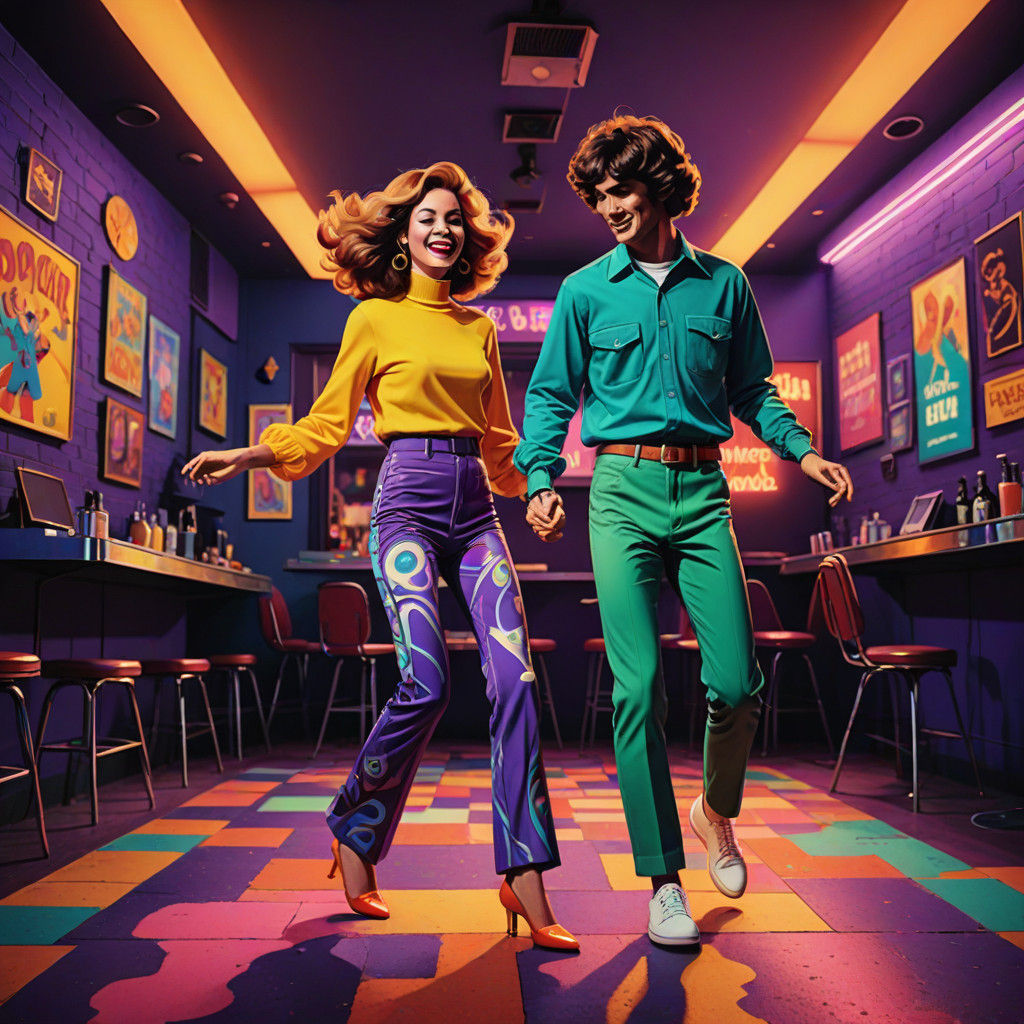Retro Dance Night in a Psychedelic 1960s Nightclub