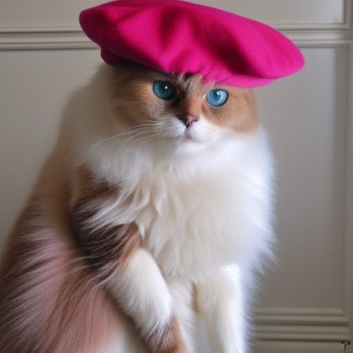 Ragdoll Cat in Magenta Beret