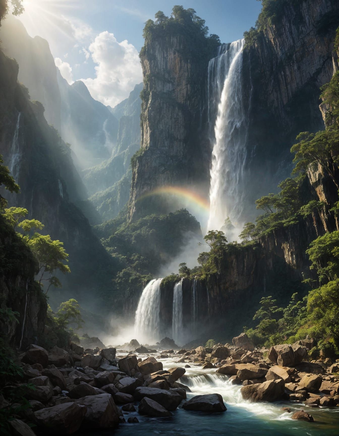 Surreal Venezuelan Waterfall in a Fantasy Realm