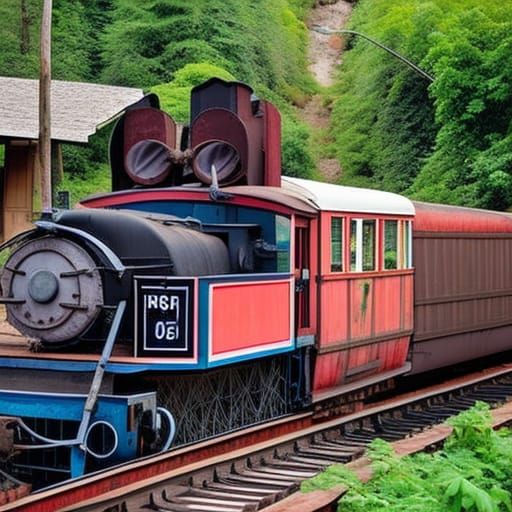 Hyperrealistic Locomotive Piano in Junkyard Oil Painting